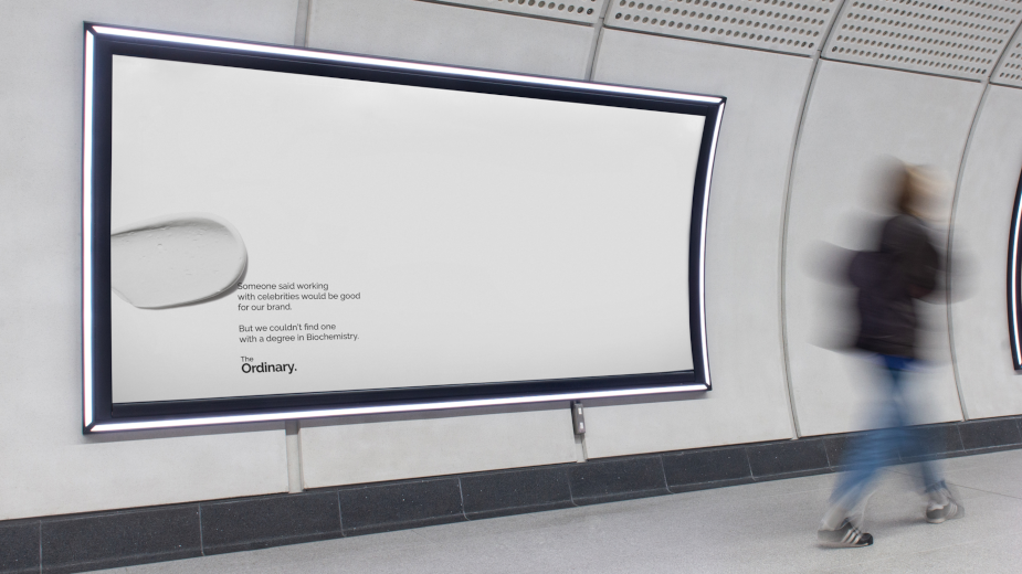 The Ordinary – ‘Science, Not Celebrities’ billboard