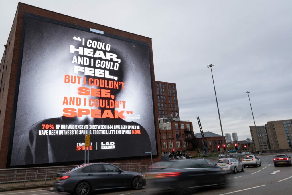 LadBible x Stamp Out Spiking – 'End Spiking Now' billboard